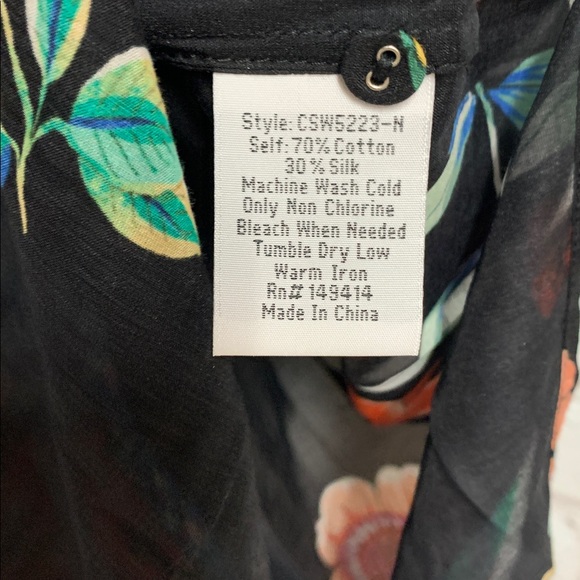 NWOT Johnny Was Black Floral Evening Palace Silk Blend Kaftan Caftan Size L XL - Picture 5 of 11